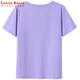 Amante Rucci Camiseta de color morado de algodón puro para mujeres Camiseta de hombro positivo de la sola sola de manga corta suelta de manga corta de manga corta de manga corta Summer 2025 NUEVA TOP 6172 PURPURA PURPULA MANGA MANGA M (recomendado 80-105 Jin [Jin equivale a 0,5 kg])