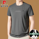 Pierre cardin short-sleeved T-shirt for men 2025 new summer round neck T-shirt ice silk half-sleeved men's top 722 dark gray XL 175 [recommended 135-155Jin [Jin equals 0.5 kg]]