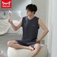 Catman MIIOW vest pajamas men's modal spring and summer round neck sleeveless shorts home clothes loose plus size set two-piece set NJR-12026 [Men's suit] L [Suggested 100-140Jin [Jin equals 0.5 kg]]