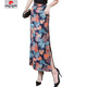 Pierre cardin ice silk floral high waist hip skirt side slit long floral skirt summer new large size one-step long skirt women 854 floral ice silk S