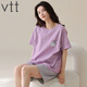 
VTT pure cotton pajamas for women in summer pure cotton shorts shorts summer new style young ladies home clothing suit V short sleeve suit: YZT9856 M