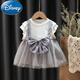 Disney Children's Vêtements 2025 Été Nouvelle petite fille robe en deux pièces robe à la mode courte à manches à manches