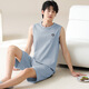Modal simple pure cotton new pajamas for men, all-cotton thin summer sleeveless vest shorts comfortable home clothes can be worn outside OMM13657 men XL -