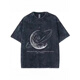 Opeodly American High Street Trendy Brand T-shirt à manches courtes pour garçons Retro Retro Trendy Casual Washing