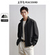 PEACEBIRD Men's Jacket Workwear Outdoor Stand Collar Splicing Loose Jacket Men's Jacket Black Second Batch L