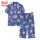 Cat man (MiiOW) pajamas for women in summer short-sleeved cropped pants cardigan cotton lapel loose large size casual home clothing set can be worn outside NX9893 M women