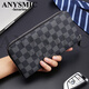 Anysmic Luxury High-End-Brieftasche für Männer 2025 Neue trendige Lederhandtasche Plaid Multi-Card-Kupplung Retro Black
