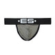 EScollection sexy men's thong stripes high elastic breathable low waist U convex bag design UN2051 black L