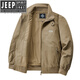 JEEP SPIRIT Jacket Men's Spring and Autumn Loose and All-Match Casual Lapel Working Jacket Cotton Military Green 2XL