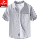 Pier Cardin Camisa de manga corta a rayas para hombres Tops japoneses sueltos sueltos de verano de algodón versátil de algodón versátil 9721 White M Jin [Jin equivale a 0.5 kg] sobre
