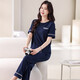 Pyjamas de Langsha pour femmes pour un coton pur pur pur manche mince 2025 Nouveau coton décontracté d'été peut être porté à l'extérieur du pantalon des vêtements à la maison 7374 Green L 100-120Jin [Jin est égal à 0,5 kg]