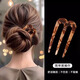 Idel French high-end U-shaped hair three-tooth acetic acid hairpin comb ball head comb clip hairpin hairpin simple hair comb F3324 acetic acid three-tooth M hairpin - coffee color + beige