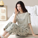 
Modal Cotton Women's Pajamas Set Summer Cotton Short Sleeve Cartoon Trousers Korean Style Home Clothing Can Be Outdoor for Summer Y9719 M (Suggested 75-95Jin [Jin equals 0.5 kg])