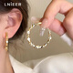 Lnieer Broken Silver Hoop Earrings for Women 2025 New Hot Style Earrings Light Luxury High-Quality Exaggerated Earrings Square Round Face Earrings Silver Broken Silver Hoop Earrings 925 Silver Needle