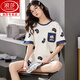 浪莎冰丝睡衣女夏季短袖2025年新款韩版可爱夏天薄款可外穿家居服套装 6630# M 【推荐80-95斤】