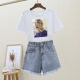 Yuxi Summer Casual Internet Celebrity Salt Set para la nueva camiseta de estilo coreano de las mujeres + pantalones cortos de mezclilla dos piezas 1# 9926# set s sugerencia 80-95jin [Jin equivale a 0.5 kg]