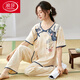 Langsha Frauen kurzärmeligte Pyjamas für Sommerdünnhosen im Sommer-Nachahmung des chinesischen Stils aus Baumwolle können außerhalb von LZY9905 L getragen werden (empfohlen 95-115Jin [Jin gleich 0,5 kg]))