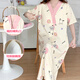 
Large size confinement suit with breast pad summer thin style for postpartum mother breastfeeding nightgown postpartum pregnant women pajamas hospital room for delivery SY16813 XL Recommended weight 135 Jin [Jin equals 0.5 kg]
