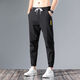 JOEONE men's pants worn by men for work, young men loose wear-resistant dirty construction site uniforms, breathable ice silk pants, 838 black + 838 gray [two-piece] 5XL [180-200Jin [Jin equals 0.5 kg]]