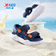 Xtep Children's Shoes Outdoor Beach Shoes Summer Colorful Fashion Versatile Mesh Leather Comfortable Breathable Children's Sandals for Boys, Middle and Large Children, Dark Blue/Prussian Blue 28