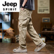 JEEP SPIRIT工装裤男2025新款宽松直筒运动裤青年卡其色裤子男款休闲裤春秋款 卡其 L