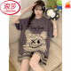 浪莎（LangSha）睡衣女纯棉夏季短袖短裤薄款卡通加大码200斤夏款女士家居服套装 WB短.袖1343 M 小码(80-100斤)