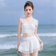 COSMICKISS swimsuit women split bikini two-piece set suspender split skirt high-quality hot spring conservative swimsuit women beach vacation white one size [80-120Jin [Jin equals 0.5 kg]]
