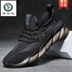 Specht fliegende Weben von Herrenschuhen Sommersport atmungsbezogene lässige Maschenschuhe weiche Sohle-Mesh-Schuhe Herren schmutziger Reisebereich Trendy Kokosschuhe 9888 Schwarz 38