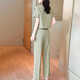 Fashion fhhuabd ensemble pour les femmes d'été 2024 Nouvelles femmes minces à la mode rond couche à manches courtes pantalons droits ensemble deux pièces pour femmes 12608-noir ensemble 8xl m recommandé 80-95jin [Jin est égal à 0,5 kg]