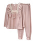 Gemas coloridas Pajamas de algodón Jacquard Pantalones de manga larga para mujeres ropa para el hogar dulce encaje retro princesa estilo kyx-x9904# rosa 180 xl