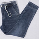 With pure new style YKK zipper factory men's clothing elastic waist nine-point small foot jeans tether Lei Zong same style #695 nine-point small foot elastic thin style M =30-31