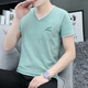 Tulan v neck chicken heart neck short sleeve men plus fat plus size V neck fashionable summer simple cotton t-shirt men casual sports white 691 model M 85-110Jin [Jin equals 0.5 kg]