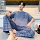 Yuyin Sommer kurzärmelige Hose Baumwollpyjamas Herren Sommer großer Anzug Männer können außerhalb von 13077 l Hauskleidung tragen können