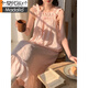 Modal Sweet Princess Style Nighthawn für Frauen im Sommer 2025 Neue Wolkenbaumwolle-Hosenträger Pyjamas für Mädchen mit Brustpolstern Hauskleidung 6636z Aprikosen Farbe XL 170120-140Jin [Jin gleich 0,5 kg]