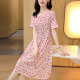 Ehangy International High-Light Light Luxury Dress Summer's Summer 2025 Nuevo cómodo falda de línea de seda de mulberry floral Pink [Caja de regalo de alta gama] L