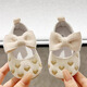 Newborn baby 0-1 year old baby girl 100-day year old with a soft bow and soft sole, no heel, toddler shoes, beige [size 12]