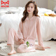 Catman (Miiow) 2025 Nouveau pyjamas pour femmes en été et en automne en coton pur porte mère d'âge moyen en liberté plus taille en coton complet en coton complet 4867 Honey Orange 3xl [160-180jin [Jin est égal à 0,5 kg]]]