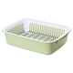 An Junsheng large vegetable washing blue double-layer drain basket fruit basket kitchen household rectangular drain basin plastic bowl and chopsticks drain basket green 34*26*9 cm double layer
