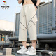 Pantalon de bois couchés masculin d'été à jambes verts droits de 7 points à 7 points de pantalon à la tendance mince de 8 points 6629 mètres blancs L (115-130) Jin [Jin est égal à 0,5 kg]