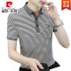 皮尔卡丹条纹短袖t恤男士POLO.衫夏季丝光棉翻领半袖体恤夏装t 白色【6627】 M 【90-110斤】