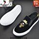 Región occidental Camel Estación europea Tendencia de verano Versátiles Versátiles de cuero transpirable zapatos Loafer Zapatos un pie para zapatos para hombres Zapatos de cubierta de pie perezoso 1315-32 Negro - Bandera de sitio web oficial de la marca oficial de camello 38