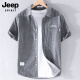 JEEP SPIRIT吉普夏季薄款男士翻领短袖t恤棉T宽松衬衫领上衣服带领条纹体恤 yunyi-9740浅蓝色 XL