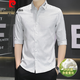 Pierre Cardin Summer Mulberry Silk Quarter Sleeve Shirt Men Hrented Casual Casual Men's Shirt's Shirt Trendy Mid-Maleved Top Vêtements 683 Gray 3xl
