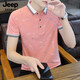 JEEP SPIRIT吉普休闲POLO衫男士夏季纯棉翻领短袖t恤韩版潮流修身半袖 QY-679-黑色 L 105-120斤