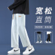 Foss Phil 牛仔裤男士春夏季宽松直筒裤美式高街潮流休闲九分裤子男 718-K830深灰色 S （建议90-110斤）