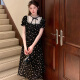 EINDKAD夏季法式今年流行冷淡风钓系约会厅里厅气质绝美黑色碎花连衣裙女 黑碎花短款【小众设计感/法式连 XL
