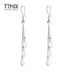 TTMIX women's platinum earrings long ear hook pt950 white gold tassel glossy square earrings 4.7-4.9g