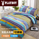 Playboy (PLAYBOY) four-piece bed set simple style autumn and winter thickened skin-friendly brushed bed sheet quilt cover student dormitory single home 4-piece return to nature 2.0 meter bed sheet four-piece set 200*230cm