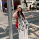 Opeodly Spot Real Shot Real Retro Retro Halter Halter Cuello Top Tubrina suelta Versática Pantalones de pierna ancha Traje casual 9273# Pantalones de encaje S Tamaño igual