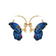 Silver Needle Fabric Butterfly Earrings New Chinese Style National Style High-end Hanfu Cheongsam Earrings Retro Fashion Niche Earrings Silver Needle-Blue Butterfly